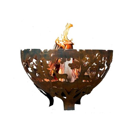 GARDENCONTROL Wildlife Fire Bowl, Rust Metal - Large GA2659170